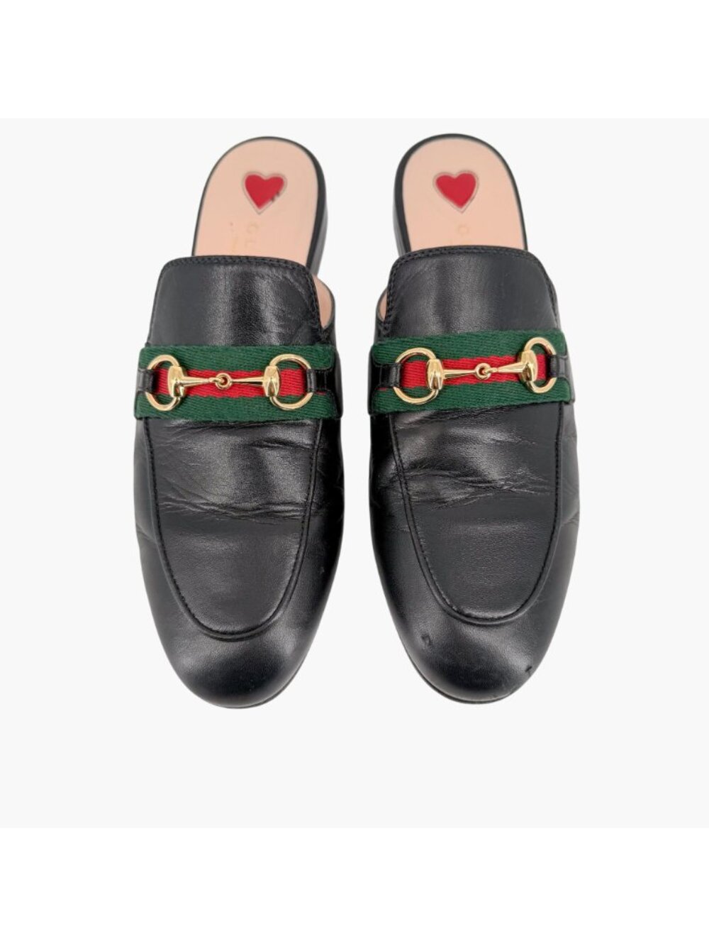 Gucci Princetown Black Leather Web Stripe Horsebit Mules Size 36.5 US 6.5 Women - Picture 4 of 15